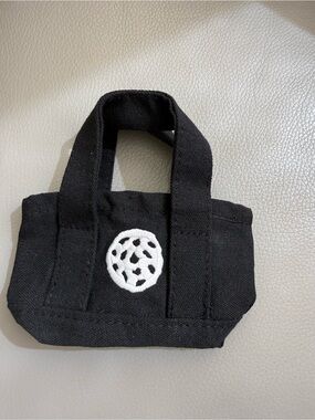 NEW Levain Black Canvas Mini Tiny Tote Bag with White Embroidered cookie